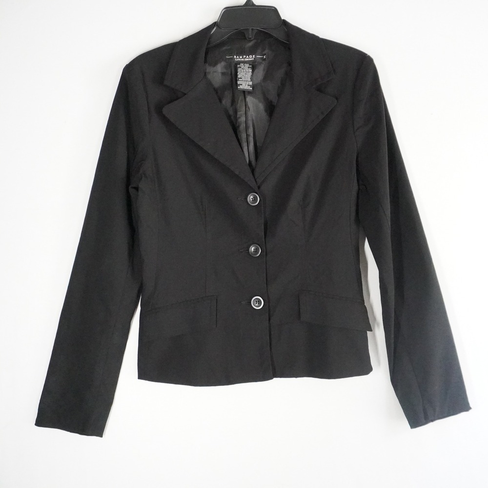 VTG Y2K Rampage Black 3 button‎ Blazer Jacket Womens Medium Careerwear Preppy